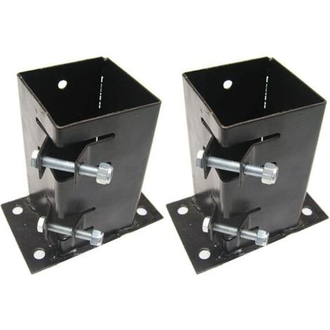 x2 3" Flush Fit Bolt Down Bolt Grip Fence Supports - 75MM Post Holder Like Metpost (1/5)