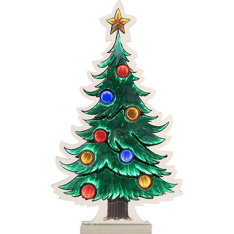 Lampe Miroir Infini Sapin de Noël Décoration Lumineuse en Plastique Vert 38x7x67 cm - PANGIVO (1/5)