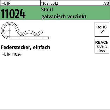 DIN 11024-E Federstecker DrahtØ 3 einfach, galv. verzinkt 100 Stk (1/2)