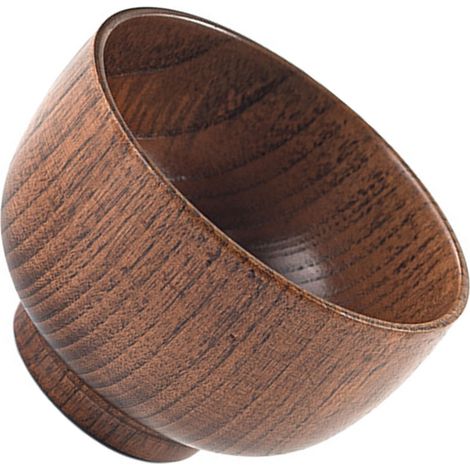 Bol ménager en bois de jujubier acidulé laqué vieilli, style japonais, bol à soupe/riz, vaisselle en bois pour enfants et adultes, taille moyenne (10,5 x 6,5 cm).