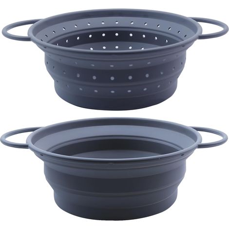Lot de 2 Passoires Pliables en Silicone, Passoire à Pâtes Pliable, Passoire Retractable, Panier Filtre avec Poignées pour Cuisine Domestique Pâtes Fruits Légumes, Portable Panier de Fruits (1/5)