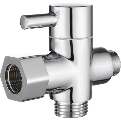 Vanne 3 Voies en Laiton Massif 3/8"-12/17 T Adaptateur Vanne de Derivation pour Toilette WC, Chromé, DSF007D (1/4)