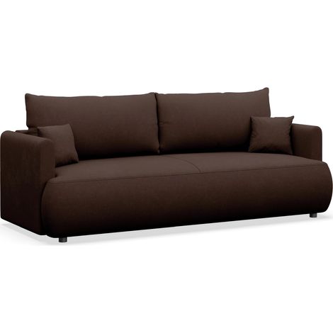 Selsey Ovo Mini – 3-Sitzer Schlafsofa mit Bettkasten, Braun, Chenille Easy Clean