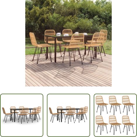 vidaXL Table de jardin - Ensemble à manger de jardin 7 pcs Résine tressée (1/5)