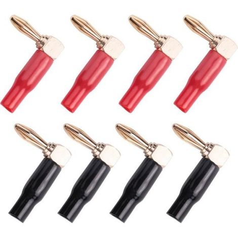 24Pcs 4mm Fiche Banane Haut-Parleur Fils Connecteur Adaptateur 24K Plaqué Or Type de Vis Cuivre Pur Angle Droit Fiches Bananes or (1/5)