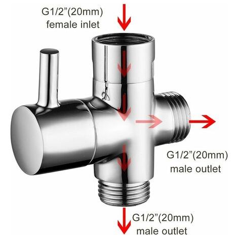 3 Voies Soupape,Douchette Composants de Douche Raccord Universels