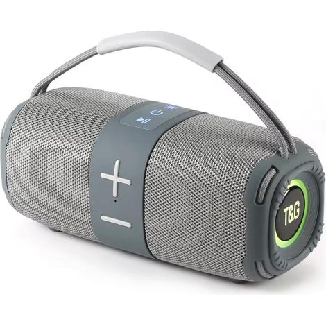 Enceinte Bluetooth portable avec lumières LED - Grise. Idéale pour les fêtes et les activités de plein air. (1/4)