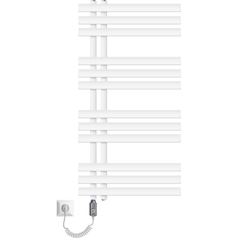 ECD Germany Radiador Toallero de Baño Iron EM 500 x 1000 mm Blanco con Varilla Calefactora 600W Calentador Secador de Toallas de Panel Estufa Plana Calefacción de Diseño con Kit de Montaje Incluído (1/5)