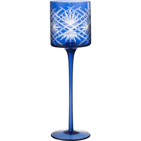 Photophore sur Pied Déco "Santorini" 30cm Bleu (1/3)