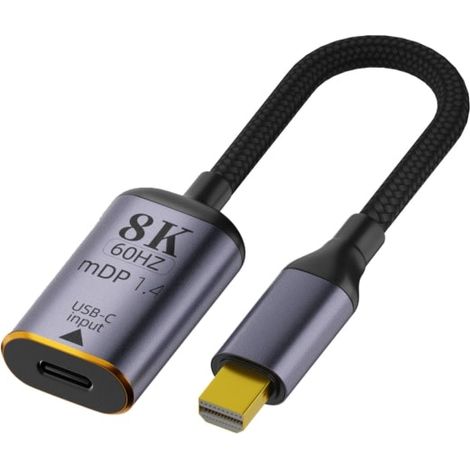 Adaptateur USB 3.1 femelle Type C vers DisplayPort/Mini-DP 1.4 mâle 8K, câble convertisseur HUB de 18 cm/7,1 pouces (1/5)