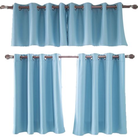 Rideaux occultants thermiques en polyester bleu ciel pour chambre et salon