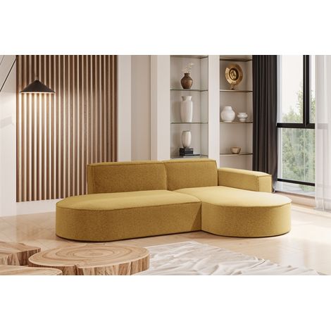 Modernes L-förmiges Designer-Ecksofa Modena Studio stoff Raven Gelb Rechts (1/4)