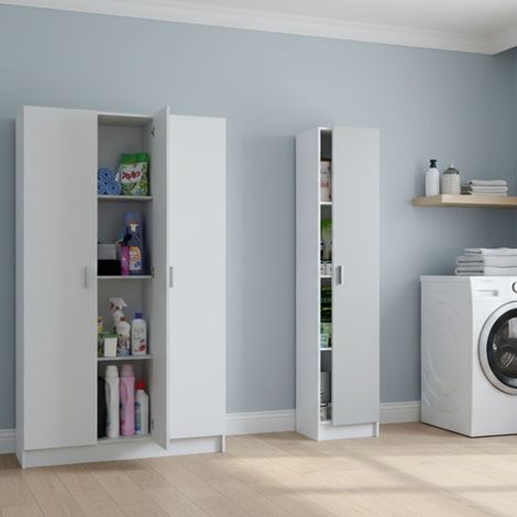 Armadio Multiuso Grande Sinnai, Modulabile, 7 Ripiani, 4 Ante, 146x180h cm Bianco (1/5)