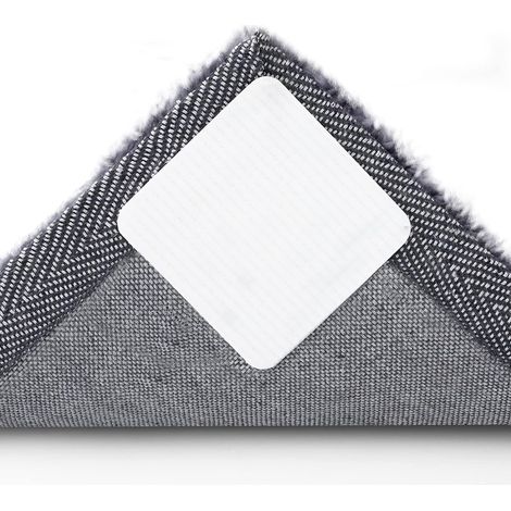 Lot de 8 patins antidérapants lavables pour tapis de sol en bois dur Blanc,100x100mm (1/5)