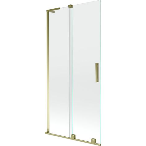 Mexen Velar L mampara de bañera corredera de 2 partes 90 x 150 cm, transparente, dorado - 896-090-003-01-50 (1/5)