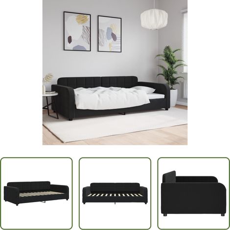 vidaXL Canapé nuit - Lit de repos sans matelas noir 100x200 cm velours (1/5)