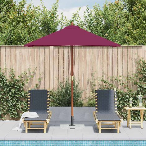 Parasol avec mât, Parasol pour Balcon Jardin Plage Terrasse, en bois 150 x 200 cm Bordeaux OIB3075E (1/5)