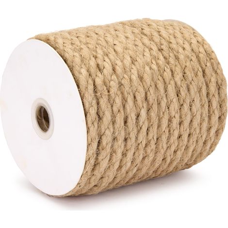 Corde de Jute Naturelle Torsadée - 12 mm x 10 mètres Ficelle Robuste pour Bricolage, Jardinage, Décoration et Artisanat, Brun (1/4)