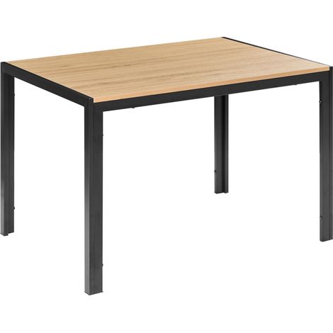 Mesa de comedor moderna de MDF con metal 120 x 70 cm muebles de sala de estar marrón claro/negro Mann