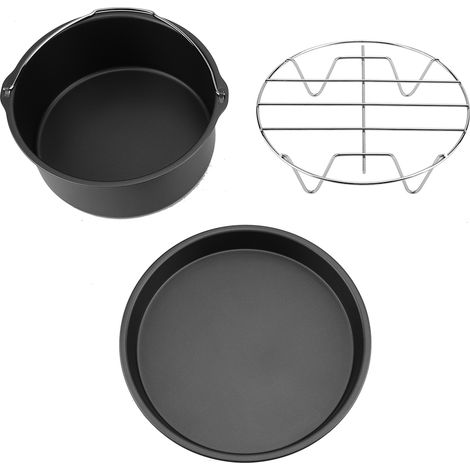 Kit d'accessoires 3 en 1 pour friteuse à air multifonctionnelle : pièces détachées, grille à pain, moule à gâteau, plateau à pizza (1/5)