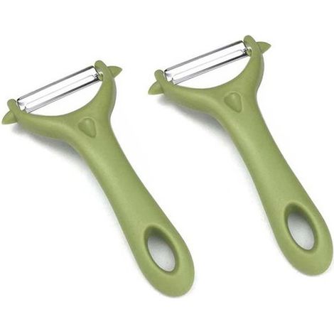 2 peladores universales, pelador de verduras de acero inoxidable, mango ergonómico, cuchillo de cocina para pelar verduras frutas (hojas verdes) (1/5)