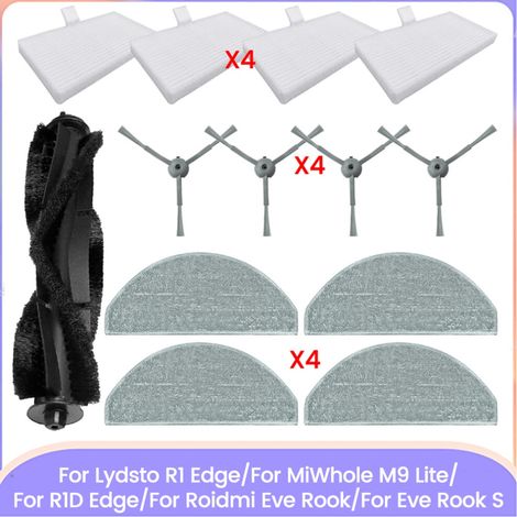 Repuestos para Lydsto R1 / MiWhole M9 Lite / R1D / Eve Rook / Eve Rook S: cepillo lateral principal, filtro HEPA, paño de limpieza. (1/4)
