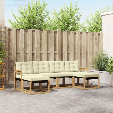 vidaXL Outdoor-Sofagarnitur mit Kissen 6 pcs Weiß und Creme (1/5)