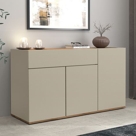 Buffet/bahut moderne 120 cm taupe/chêne wotan Grana (1/5)