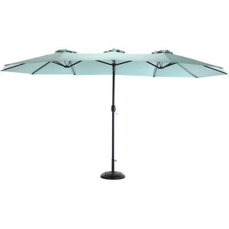 Parasol extérieur rectangulaire double face 4,5 m avec manivelle - Vert clair, sans pied (1/5)