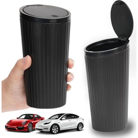 Petite Poubelle de Voiture avec Couvercle, Mini Poubelle Voiture, Petite Poubelle de Voiture étanches, Portable, Imperméable, Général, pour voiture bureau maison (Noir) (1/5)
