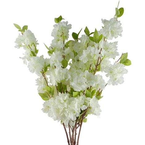 Pack of 6 x 100cm White Artificial Blossom Stem (1/5)