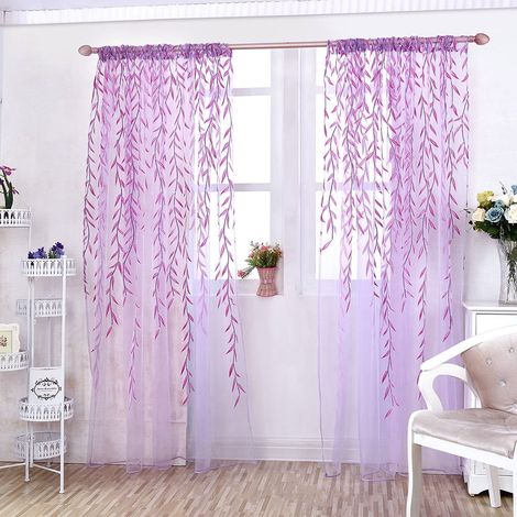 Rideau Voile - 100 x 200 cm - Polyester - Rideau Transparent pour Fenêtre ou Porte - 1 Pièce (1/5)