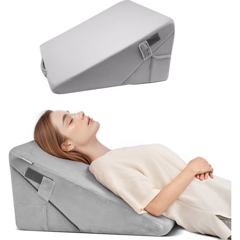 VEVOR Almohada de Cuña Ajustable, Ortopedica, Espuma de Alta Densidad 25D con Funda Suave y Lavable, Soporte Cómodo y Diseño Inclinado, Gris Claro, 56 x 56 x 30,5 cm para Leer, Televisión, Computadora (1/5)