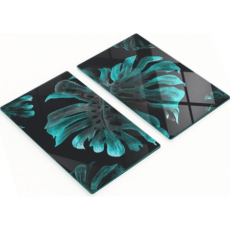 Tableros de vidrio elegantes y duraderos con estampado de hojas tropicales, 2x30x52 cm.