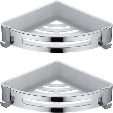 Dreieckiges, zweiteiliges Eckduschregal, bohrfreie Duschablage, rostfreier Duschkorb, Badezimmeraccessoire, Seifen- und Shampoohalter