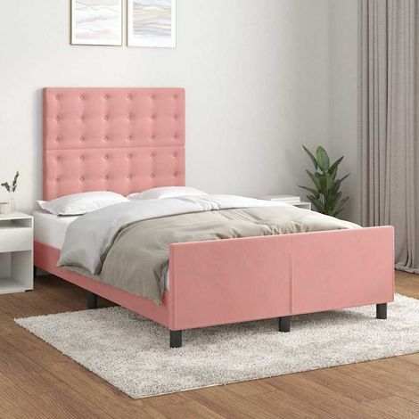 Cadre de lit 120 x 200 cm avec tête de lit réglable en velours rose, sans matelas, 34.18kg - PANGIVO (1/5)