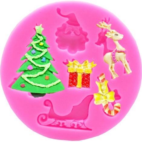 DIY-Weihnachts-Silikonform, mehrfach dekorierter Kuchen, Fondant- und Schokoladenform (17) (1/5)