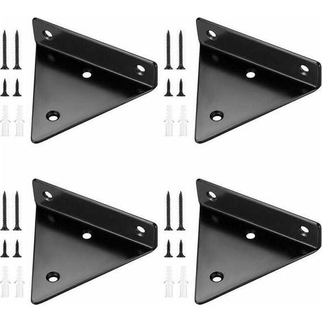 4 Pièces Supports d'étagère Flottants, Supports à Tablettes Muraux Triangulaires Invisibles, Equerre Etagere Murale Métal pour étagère (1/4)