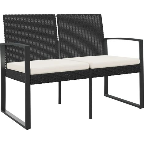 Banc de jardin,Banquette de jardin,Chaise à 2 places avec coussins noir rotin PP CFW58667 (1/5)