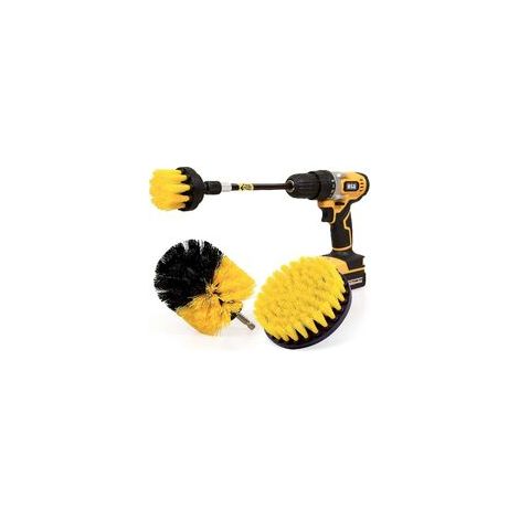 4-teiliges Reinigungsbürsten-Set für Bohrmaschinen, inklusive langem Aufsatz, Allzweck-Scheuerbürsten-Set für Fugen, Böden, Badewannen, Duschen und Fliesen – Crezuo