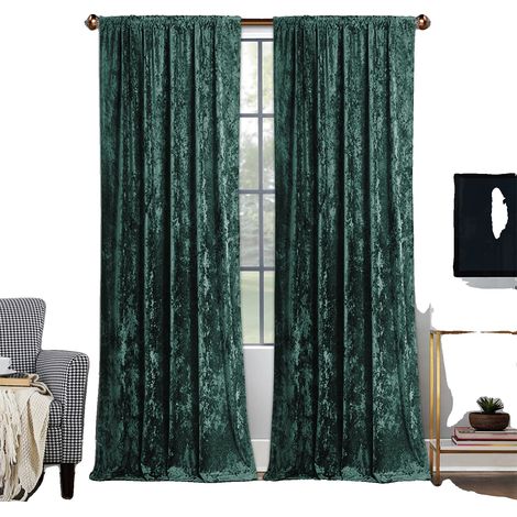 Tenda in velluto, oscuramento 50-70%, con passante per asta, verde, 55 x 102 pollici, 1 pannello (1/2)