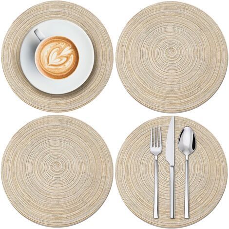 Round Placemats, Coffee Placemats, Tablecloths, Non-Slip, Washable, Heat Resistant, for Table Decoration, Set of 4 (1/3)