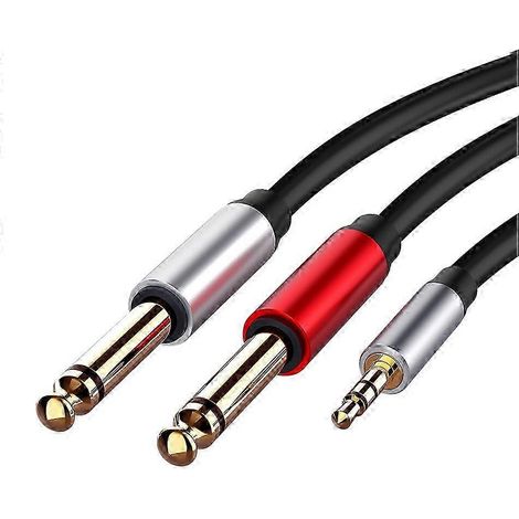 Adaptateur audio double 6,5 mm femelle vers 3,5 mm mâle, adapté aux consoles de mixage, guitares et autres équipements. (1/5)