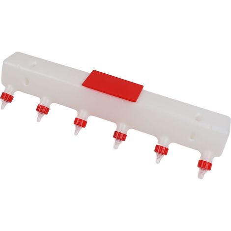 Mangeoire à 6 tétines, 9 l, PP, silicone, pour nourrir au lait les animaux de ferme, pour les porcelets, les chiots, les chevreaux et les veaux. (1/5)