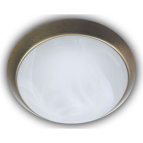 LED-Deckenleuchte rund, Glas Alabaster, Dekorring Altmessing, Ø 40cm (1/4)