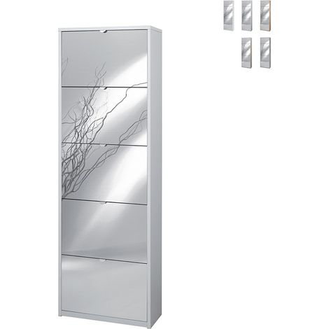 Kit scarpiera 5 ante a ribalta con specchio frontale h190 l63 p29 cm finitura bianco sarmog sk565spk - Sarmog (1/5)