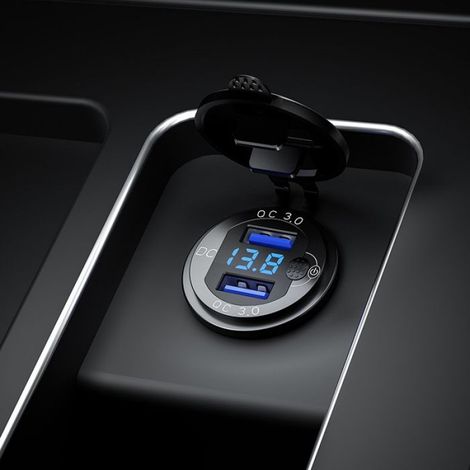 Chargeur voiture double QC3.0 aluminium 18W USB-C PD rapide chargeur téléphone voiture support sans fil 3 (1/5)