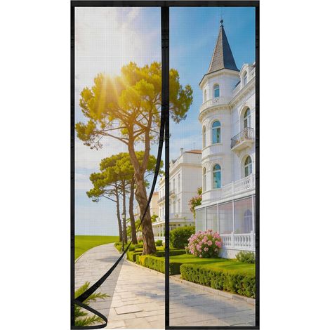 Moustiquaire Porte Fenetre 100x210cm, Rideau Anti Mouche Magnétique, Moustiquaire Pour Porte à Maille Très Dense, Fermeture Automatique, pour de Balcon, Chambre, Noir