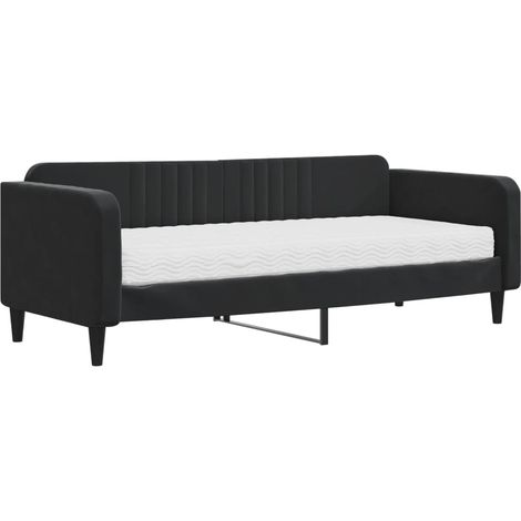 Maison Exclusive - Lit de jour avec matelas noir 90x200 cm velours (1/5)