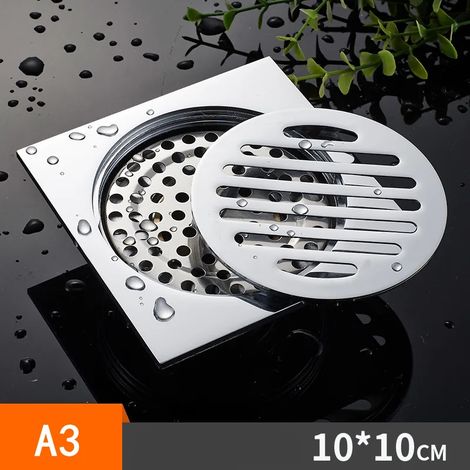 (10x10cm A3)Bathroom floor shower drain waste floor drain Anti-odor Bathtub Shower Drainer Stainless Steel Square drainage (1/4)